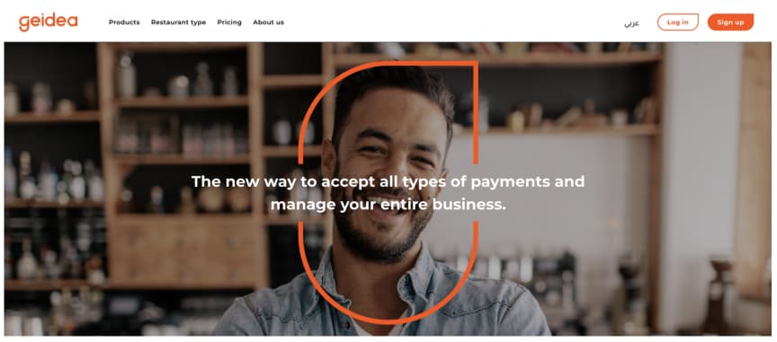 Regional acquirer · merchant-first hero, product nav at the top.